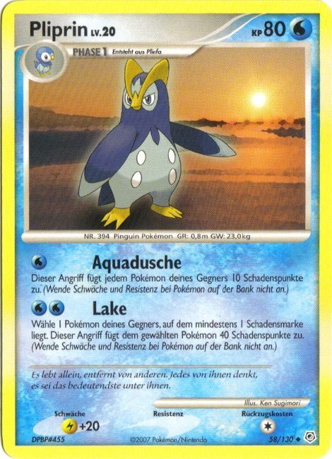 Pliprin 58 — Diamant & Perl (German Pokémon TCG card)