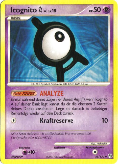 Icognito A 65 — Diamant & Perl (German Pokémon TCG card)