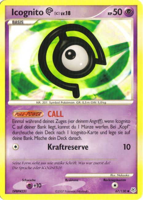 Icognito C 67 — Diamant & Perl (German Pokémon TCG card)