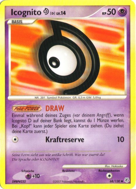 Icognito D 68 — Diamant & Perl (German Pokémon TCG card)