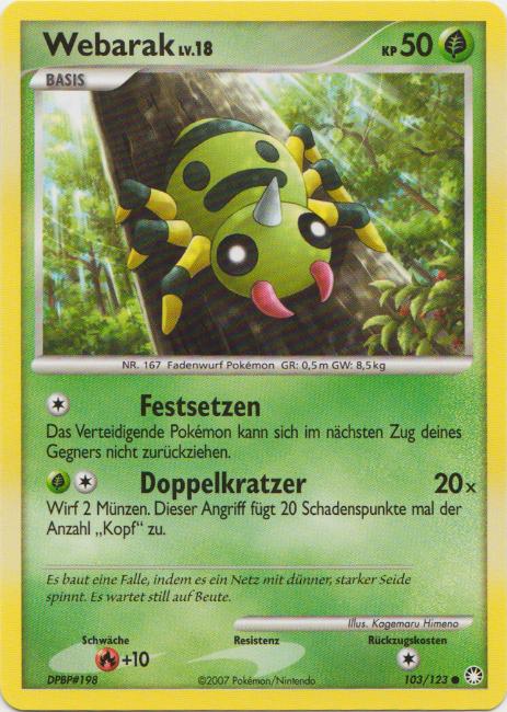 Webarak 103 — Geheimnisvolle Schätze (German Pokémon TCG card)