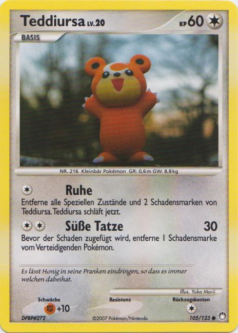 Teddiursa 105 — Geheimnisvolle Schätze (German Pokémon TCG card)