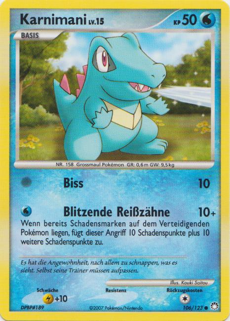 Karnimani 106 — Geheimnisvolle Schätze (German Pokémon TCG card)
