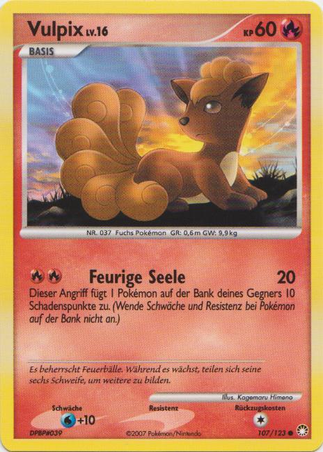 Vulpix 107 — Geheimnisvolle Schätze (German Pokémon TCG card)