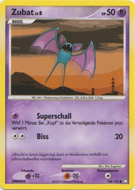 Zubat 108 — Geheimnisvolle Schätze (German Pokémon TCG card)