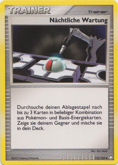 Nächtliche Wartung 113 — Geheimnisvolle Schätze (German Pokémon TCG card)