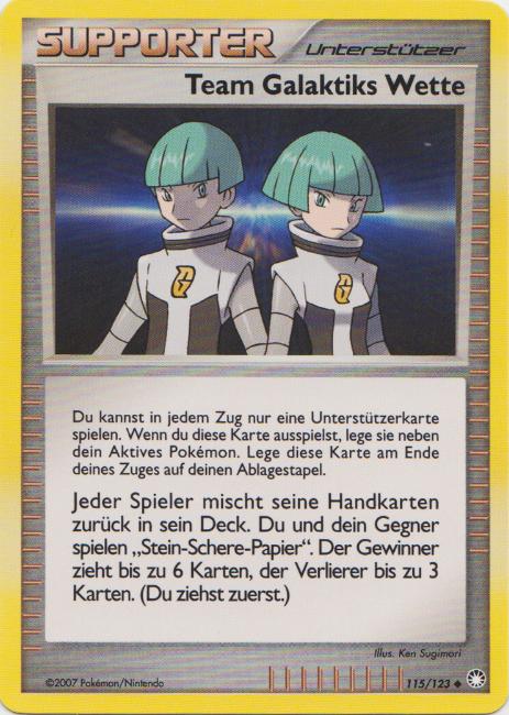 Team Galaktiks Wette 115 — Geheimnisvolle Schätze (German Pokémon TCG card)