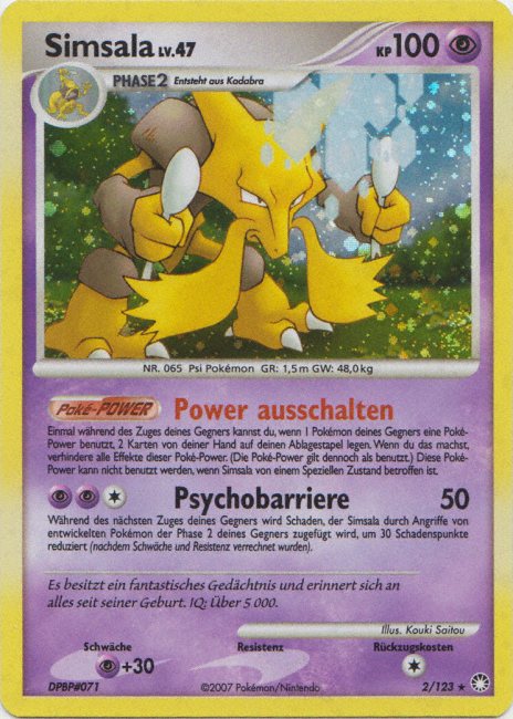Simsala 2 — Geheimnisvolle Schätze (German Pokémon TCG card)