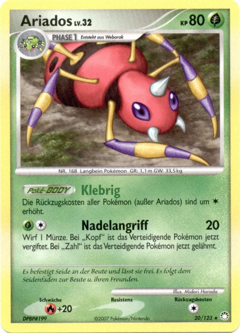 Ariados 20 — Geheimnisvolle Schätze (German Pokémon TCG card)