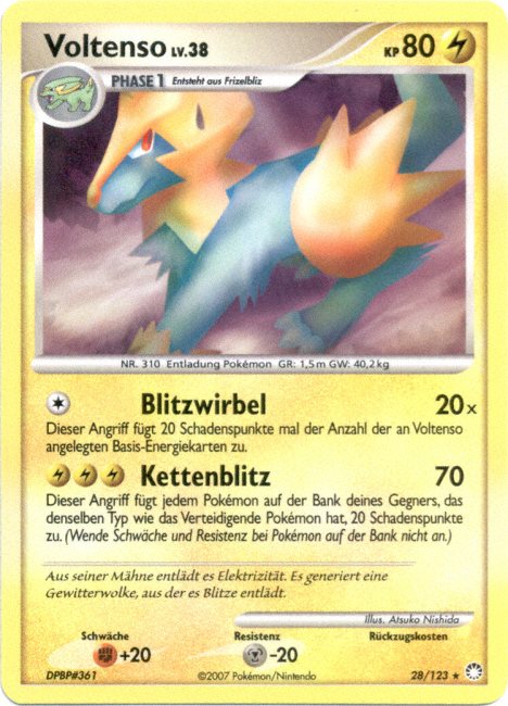 Voltenso 28 — Geheimnisvolle Schätze (German Pokémon TCG card)