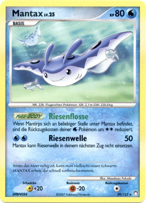 Mantax 29 — Geheimnisvolle Schätze (German Pokémon TCG card)