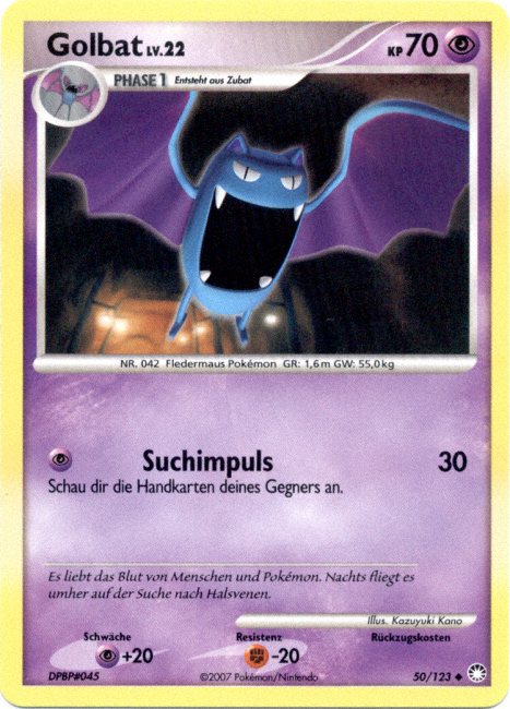 Golbat 50 — Geheimnisvolle Schätze (German Pokémon TCG card)