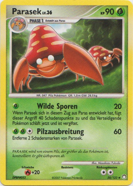 Parasek 58 — Geheimnisvolle Schätze (German Pokémon TCG card)