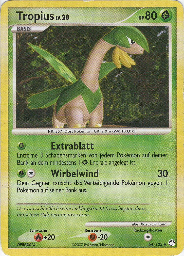 Tropius 64 — Geheimnisvolle Schätze (German Pokémon TCG card)