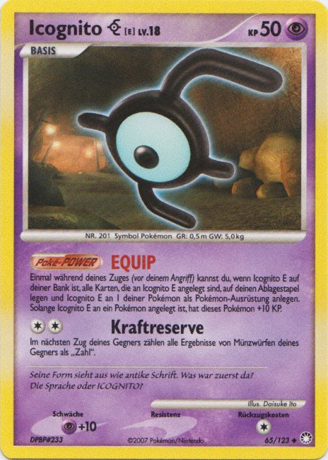 Icognito E 65 — Geheimnisvolle Schätze (German Pokémon TCG card)