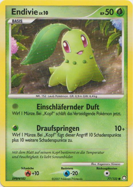 Endivie 77 — Geheimnisvolle Schätze (German Pokémon TCG card)