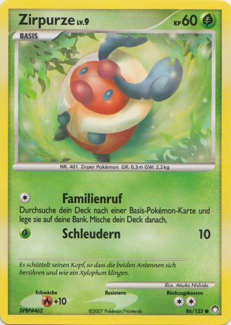 Zirpurze 86 — Geheimnisvolle Schätze (German Pokémon TCG card)
