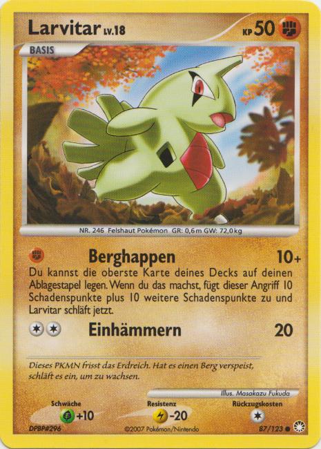Larvitar 87 — Geheimnisvolle Schätze (German Pokémon TCG card)