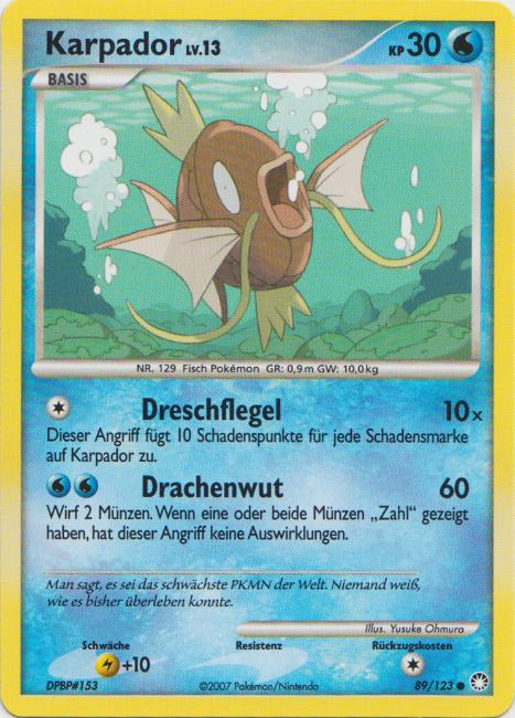Karpador 89 — Geheimnisvolle Schätze (German Pokémon TCG card)