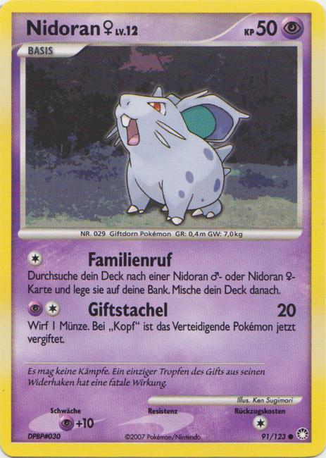 Nidoran w 91 — Geheimnisvolle Schätze (German Pokémon TCG card)