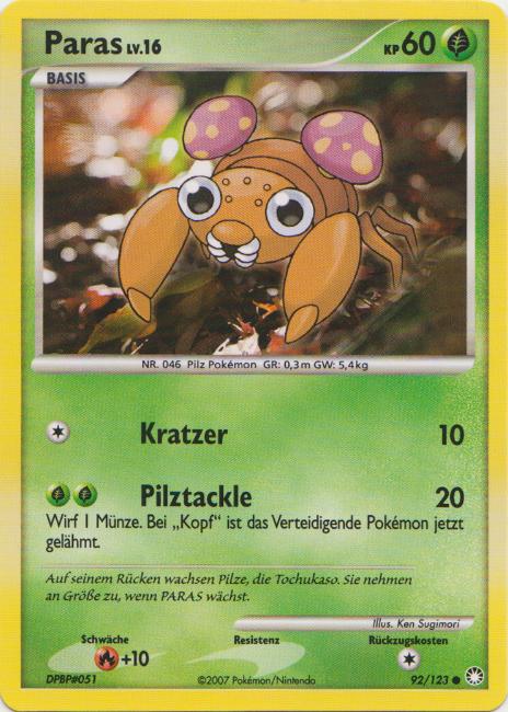 Paras 92 — Geheimnisvolle Schätze (German Pokémon TCG card)