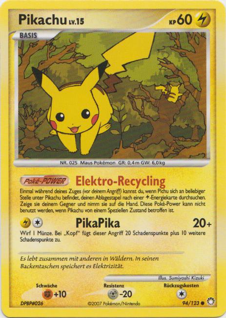 Pikachu 94 — Geheimnisvolle Schätze (German Pokémon TCG card)