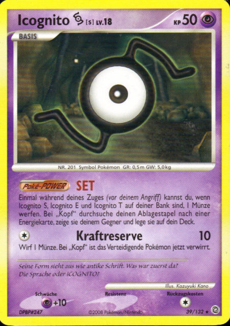 Icognito S 39 — Rätselhafte Wunder (German Pokémon TCG card)
