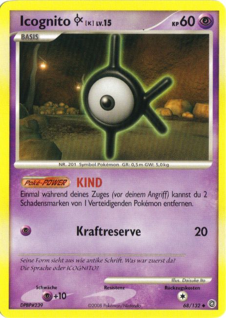Icognito K 68 — Rätselhafte Wunder (German Pokémon TCG card)