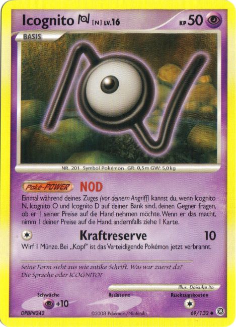 Icognito N 69 — Rätselhafte Wunder (German Pokémon TCG card)