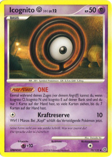 Icognito O 70 — Rätselhafte Wunder (German Pokémon TCG card)