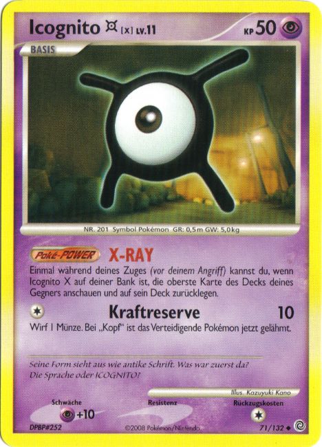 Icognito X 71 — Rätselhafte Wunder (German Pokémon TCG card)