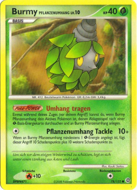 Burmy Pflanzenumhang 78 — Rätselhafte Wunder (German Pokémon TCG card)