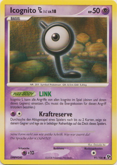 Icognito L 91 — Epische Begegnungen (German Pokémon TCG card)