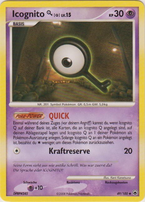 Icognito Q 49 — Majestätischer Morgen (German Pokémon TCG card)