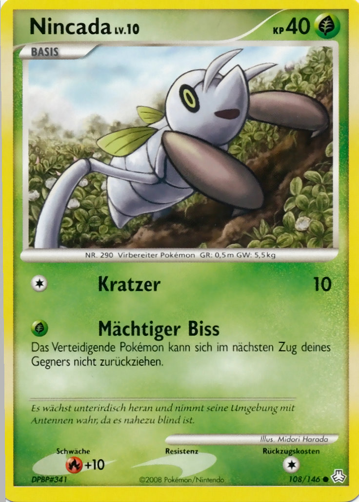 Nincada 108 — Erwachte Legenden (German Pokémon TCG card)
