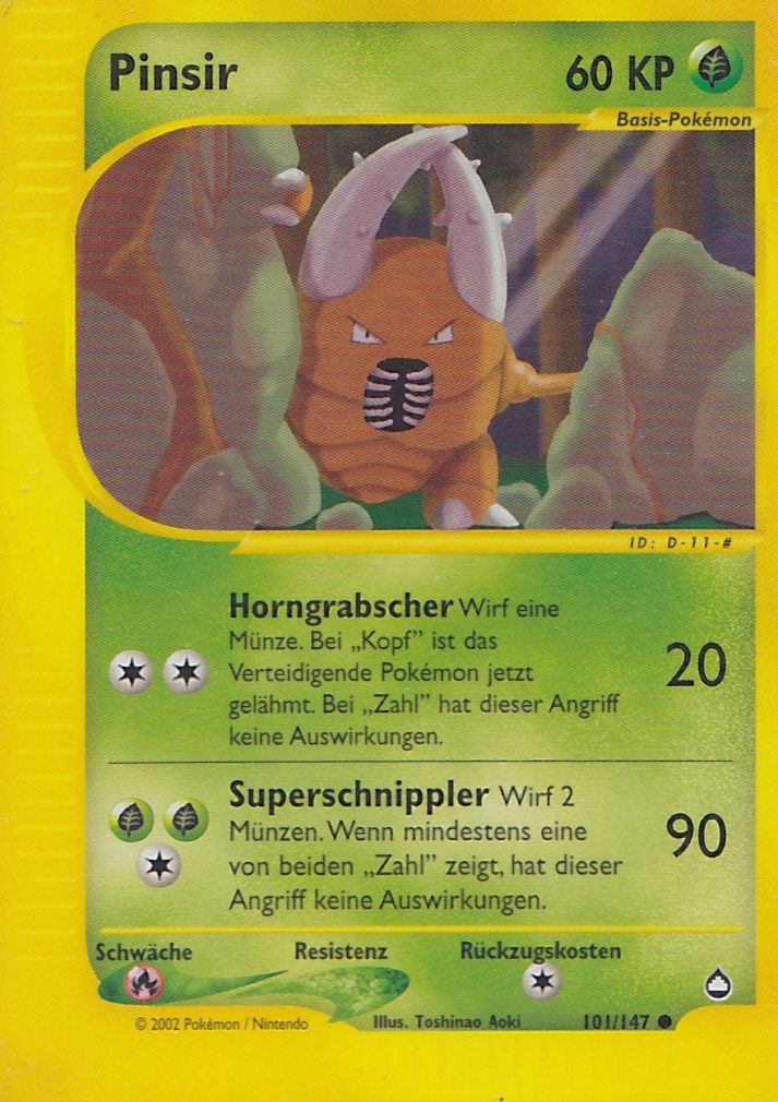 Pinsir 101 — Aquapolis (German Pokémon TCG card)