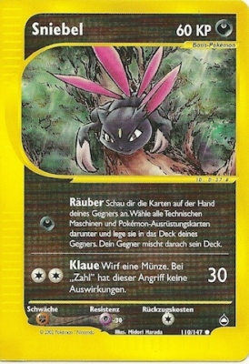 Sniebel 110 — Aquapolis (German Pokémon TCG card)