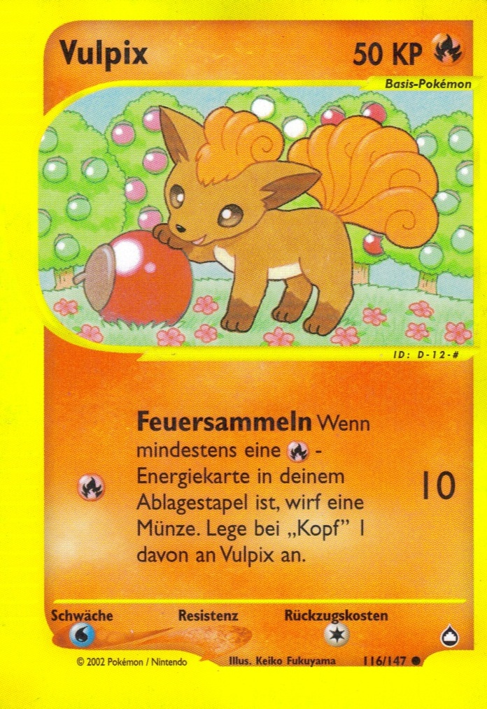 Vulpix 116 — Aquapolis (German Pokémon TCG card)