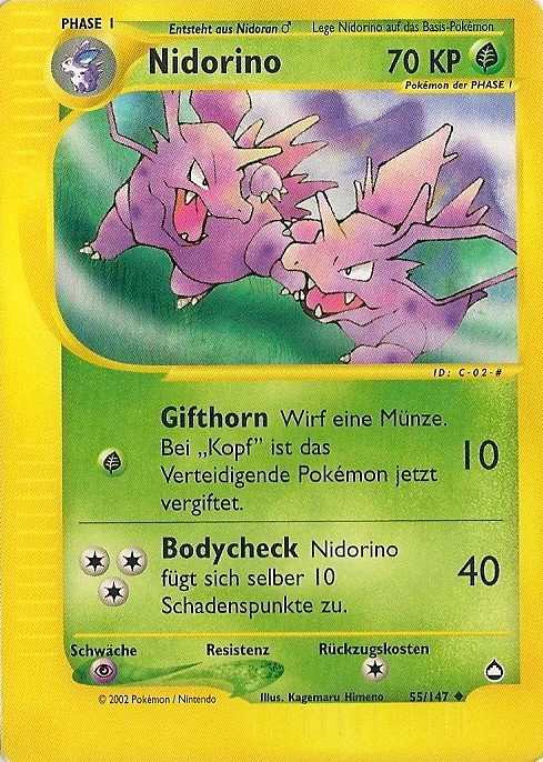 Nidorino 55 — Aquapolis (German Pokémon TCG card)