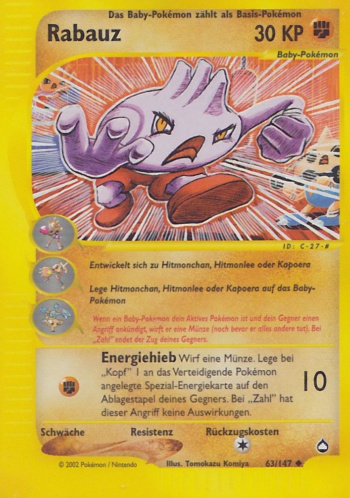 Rabauz 63 — Aquapolis (German Pokémon TCG card)
