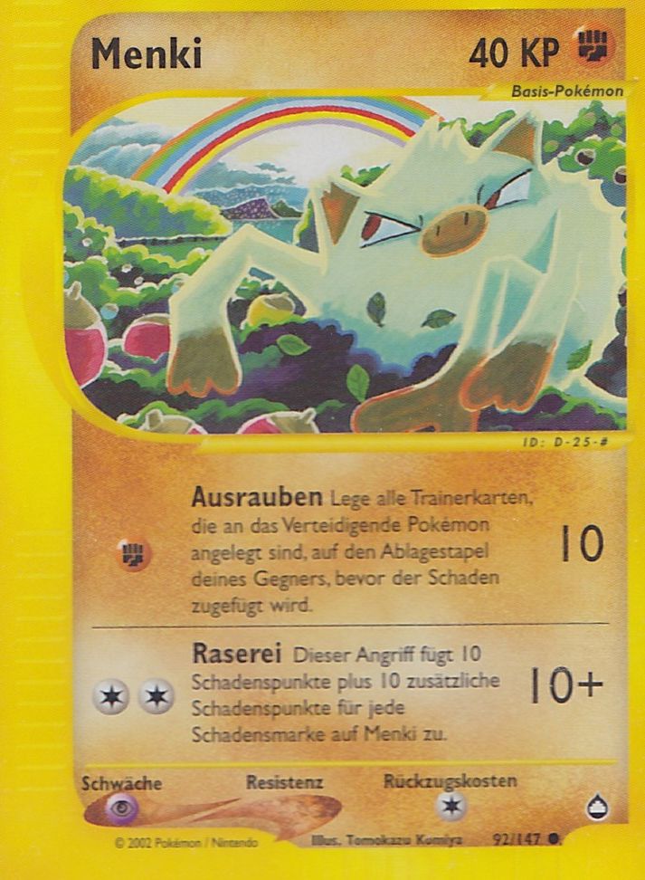 Menki 92 — Aquapolis (German Pokémon TCG card)