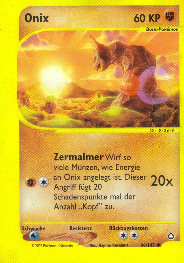Onix 98 — Aquapolis (German Pokémon TCG card)