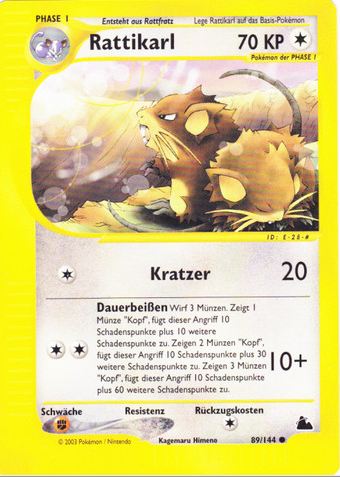 Rattikarl 89 — Skyridge (German Pokémon TCG card)