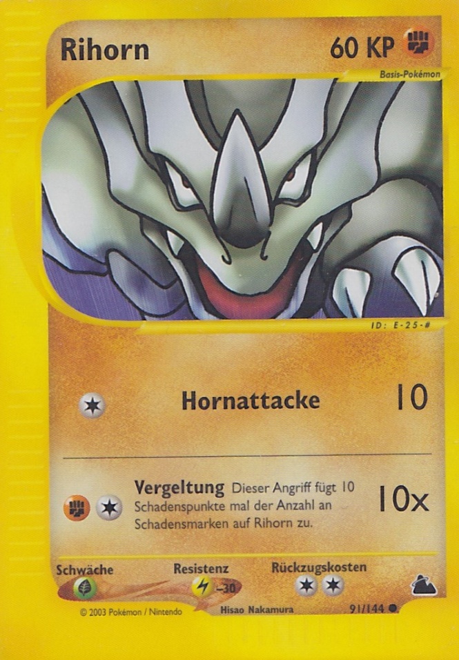 Rihorn 91 — Skyridge (German Pokémon TCG card)