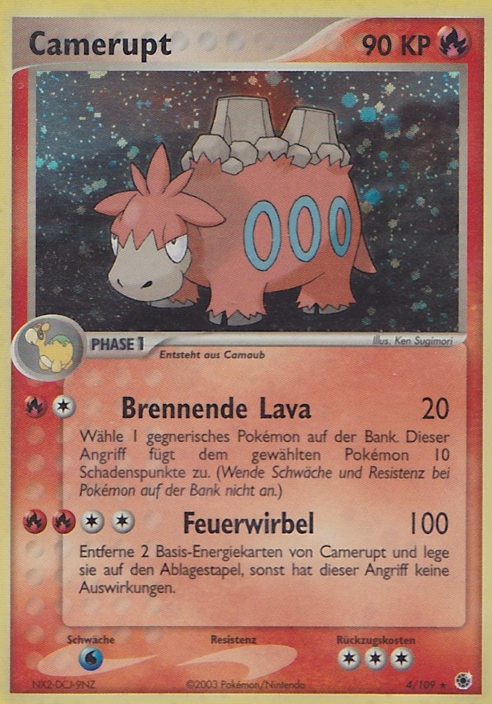 Camerupt 4 — EX Rubin & Saphir (German Pokémon TCG card)