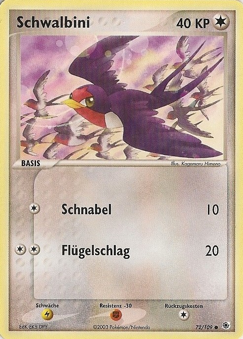Schwalbini 72 — EX Rubin & Saphir (German Pokémon TCG card)