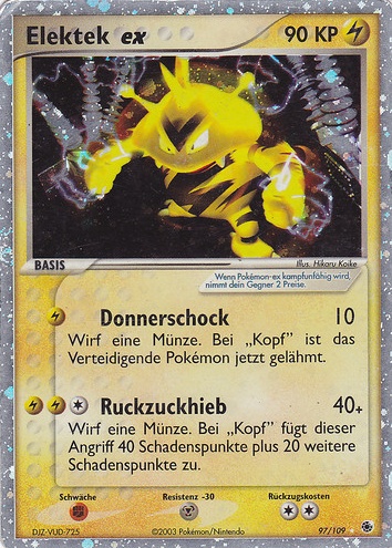 Elektek ex 97 — EX Rubin & Saphir (German Pokémon TCG card)