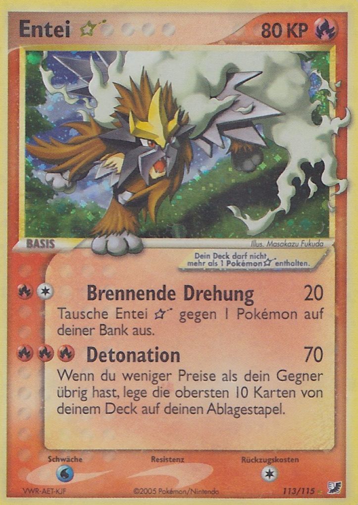 Entei * 113 — EX Verborgene Mächte (German Pokémon TCG card)