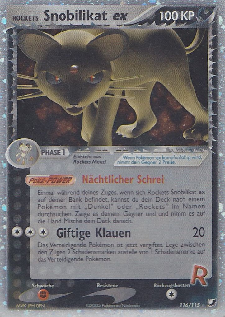 Rockets Snobilikat ex 116 — EX Verborgene Mächte (German Pokémon TCG card)