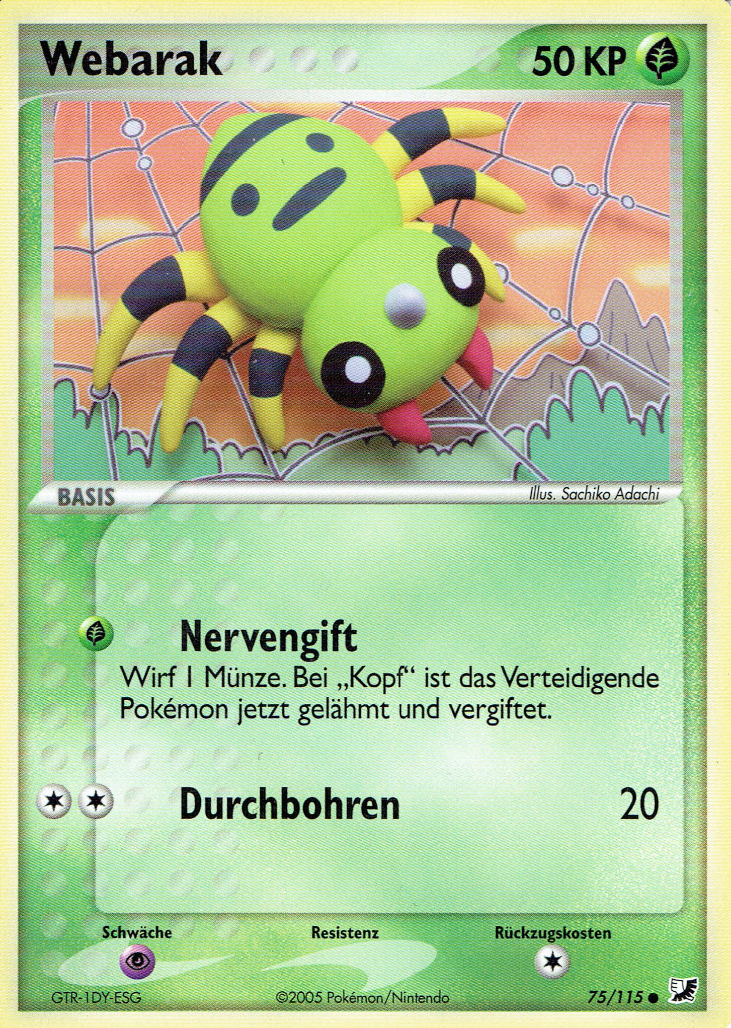 Webarak 75 — EX Verborgene Mächte (German Pokémon TCG card)